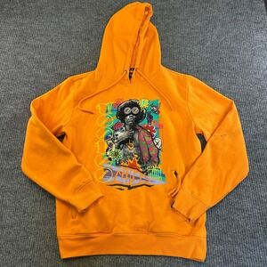 Raine Orange Psychedelic Graphic Hoodie Mens Small Jimi Hendrix Style Streetwear